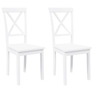 vidaXL Cadeiras de jantar 2 pcs madeira de seringueira maci&ccedil;a branco