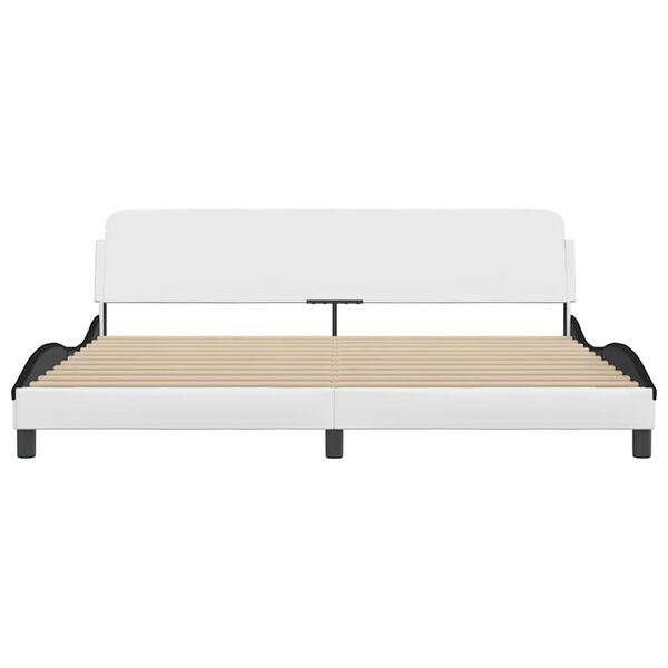 vidaXL Estrutura de cama Dover couro artificial branco e preto