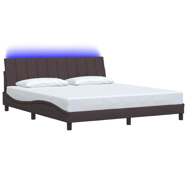 vidaXL Estrutura de cama sem colch&atilde;o Hanko 180x200 cm tecido castanho-escuro