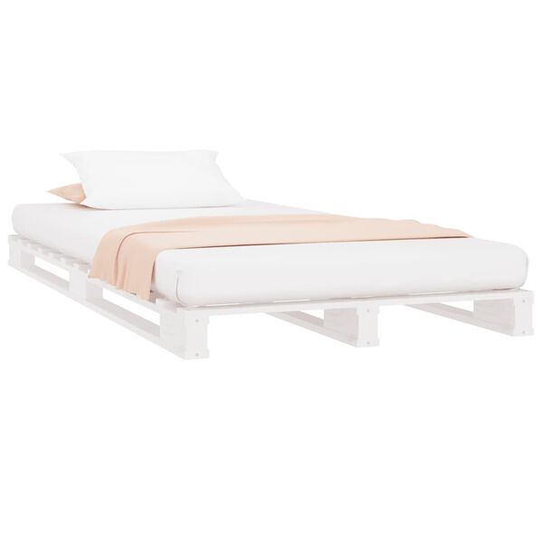 vidaXL Cama de paletes pinho maci&ccedil;o 90x200 cm branco