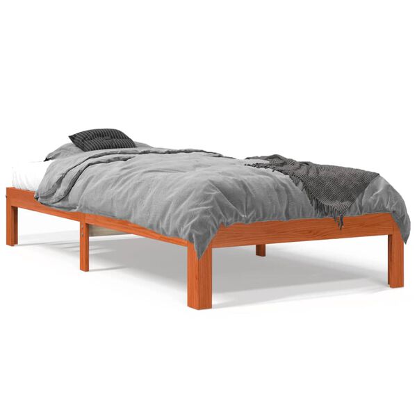 vidaXL Cama sem colch&atilde;o 90x190 cm madeira de pinho maci&ccedil;a castanho-mel