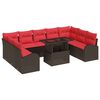 vidaXL Conjunto de Sof&aacute; de Jardim 10 pcs Castanho vime PE
