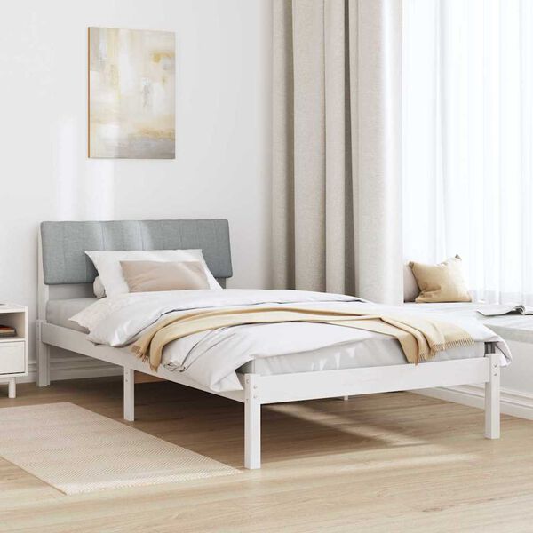 vidaXL Estrutura da cama Branco e cinza claro 100 x 200 cm
