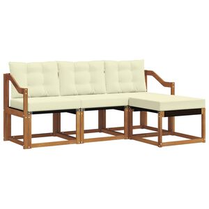vidaXL Conjunto de Sof&aacute;s para Exterior 4 pcs Natural e Creme