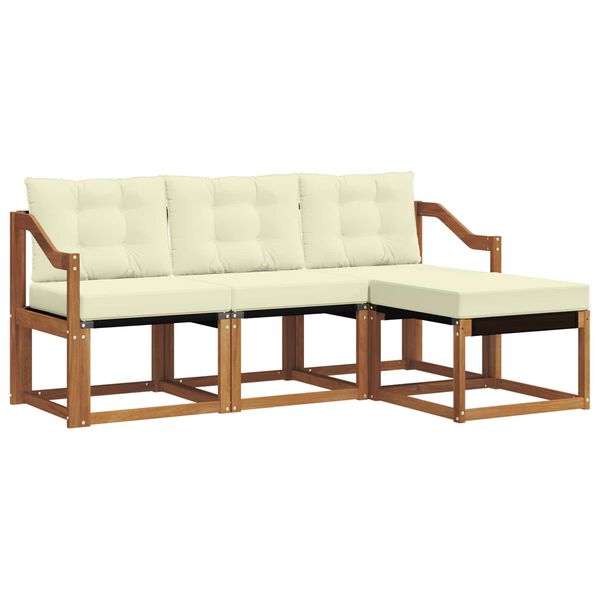 vidaXL Conjunto de Sof&aacute;s para Exterior 4 pcs Natural e Creme
