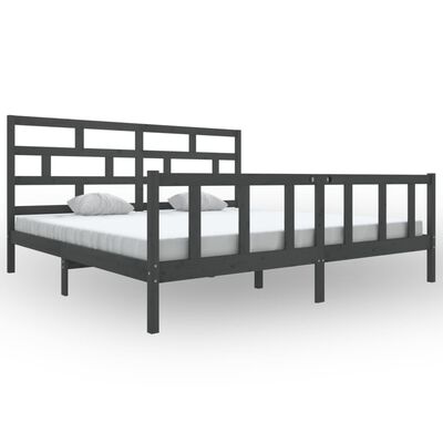 vidaXL Estrutura de cama 200x200 cm madeira de pinho maciça cinzento
