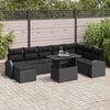 vidaXL Conjunto de Sof&aacute; de Jardim 9 pcs Preto Rattan Sint&eacute;tico