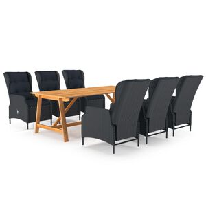 vidaXL 7 pcs conjunto de jantar para jardim cinzento-escuro