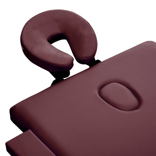 vidaXL Mesa de massagens dobrável 2 zonas alumínio roxo tinto