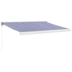 vidaXL Toldo retr&aacute;til 3,5x2,5 m tecido e alum&iacute;nio azul e branco