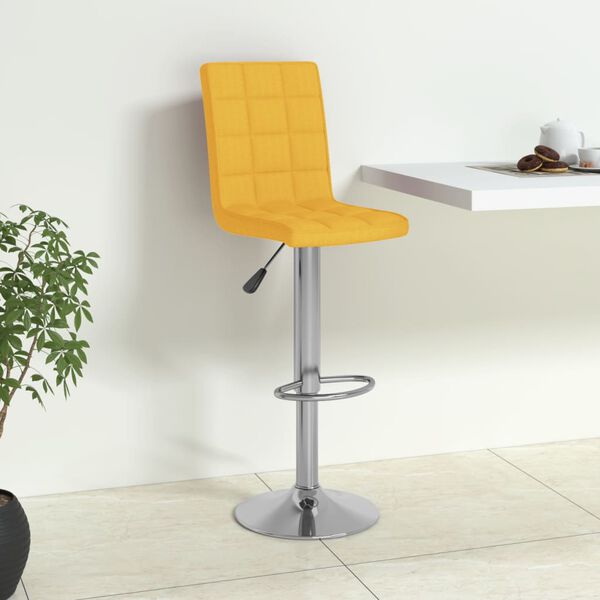 vidaXL Banco de bar tecido amarelo mostarda