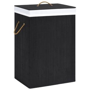 vidaXL Cesto para roupa suja c/ 2 sec&ccedil;&otilde;es 72 L bambu preto