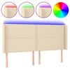 vidaXL Cabeceira cama c/ luzes LED tecido 183x16x118/128 cm cor creme