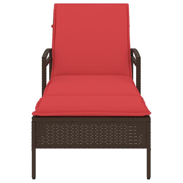 vidaXL Espreguiçadeira com almofada marrom 63x200x81 cm vime sintético (apenas EUA)