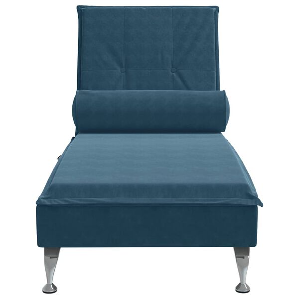vidaXL Chaise lounge de massagem com rolo veludo azul