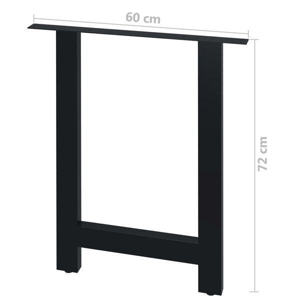 vidaXL Pernas para mesa de jantar 2 pcs estrutura em H 60x72 cm