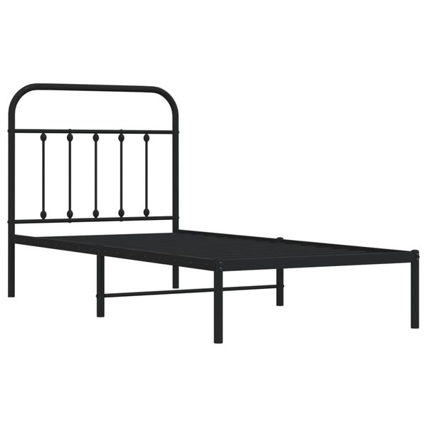 vidaXL Estrutura de cama com cabeceira 90x200 cm metal preto