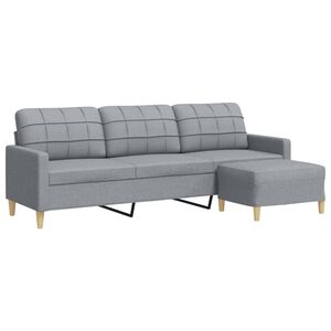 vidaXL Sof&aacute; de 3 lugares com apoio de p&eacute;s 210 cm tecido cinzento-claro