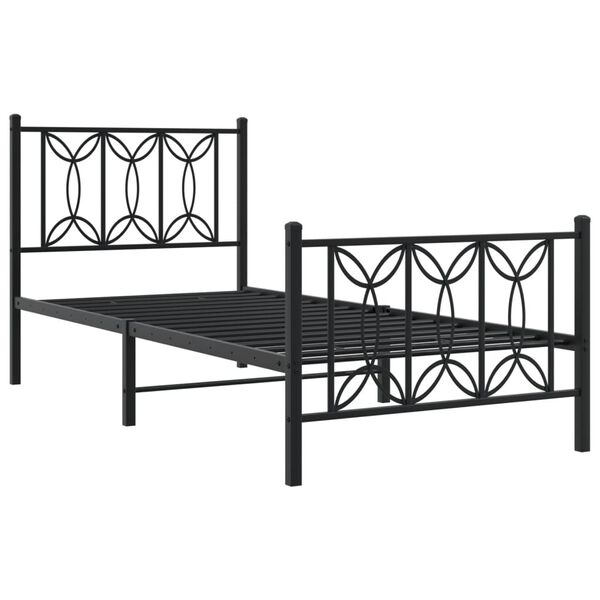 vidaXL Estrutura de cama com cabeceira e p&eacute;s 90x200 cm metal preto