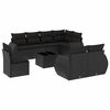 vidaXL 9 pcs conjunto de sof&aacute;s p/ jardim c/ almofad&otilde;es vime PE preto