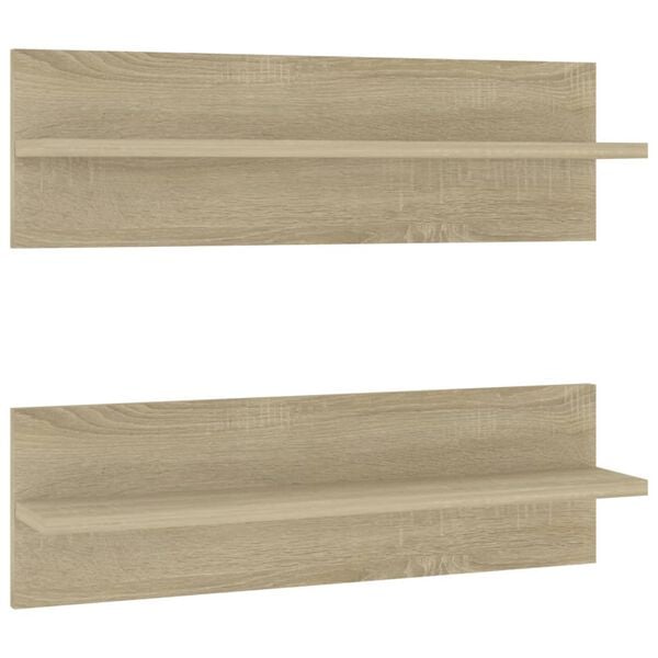 vidaXL Estantes de parede 2pcs 60x11,5x18 cm contrapl. carvalho sonoma