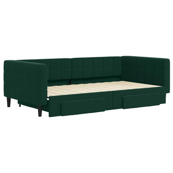 vidaXL Sof&aacute;-cama c/ gavet&atilde;o e gavetas 100x200 cm veludo verde-escuro