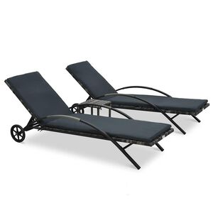 vidaXL Espregui&ccedil;adeiras com mesa em polirattan antracite