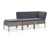 vidaXL Conjunto lounge de jardim c/ almofad&otilde;es 3 pcs vime PE cinzento