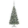 vidaXL &Aacute;rvore Natal artificial pr&eacute;-iluminada c/ bolas e pinhas 210 cm