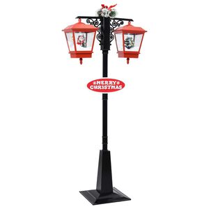 vidaXL Candeeiro de rua Pai Natal 81x40x188 cm PVC preto e vermelho