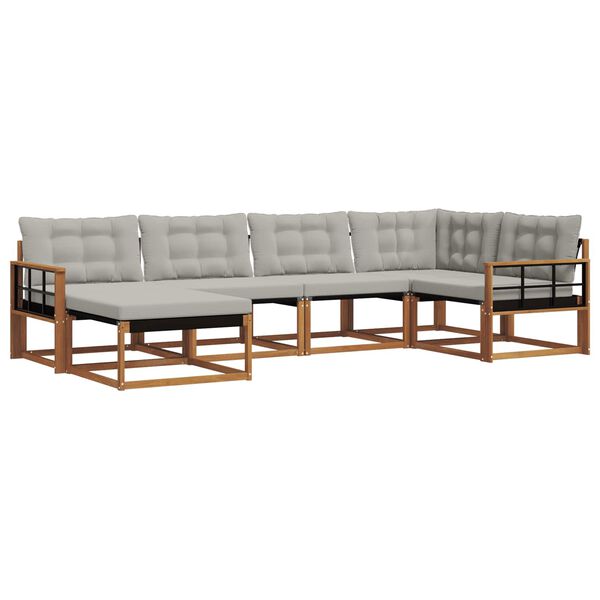 vidaXL Conjunto de Sof&aacute;s para Exterior 6 pcs Cinza Natural e Claro