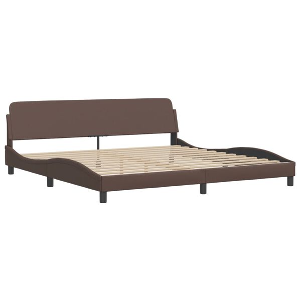 vidaXL Cama com colch&atilde;o Dover 200x200 cm couro artificial castanho
