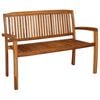 vidaXL Bancos empilh&aacute;veis jardim 2 lugares 120cm madeira teca maci&ccedil;a