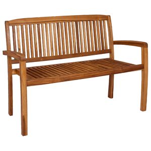 vidaXL Bancos empilh&aacute;veis jardim 2 lugares 120cm madeira teca maci&ccedil;a