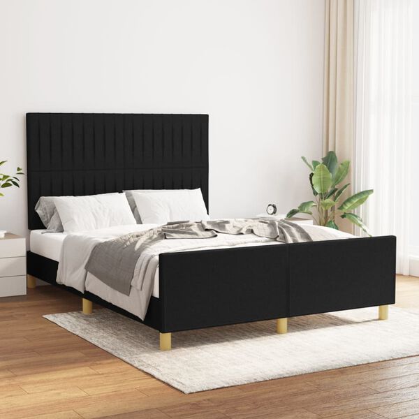 vidaXL Estrutura de cama sem colch&atilde;o 140x200 cm tecido preto