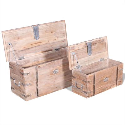 vidaXL Conjunto de arcas de arrumação 2 pcs madeira maciça de acácia