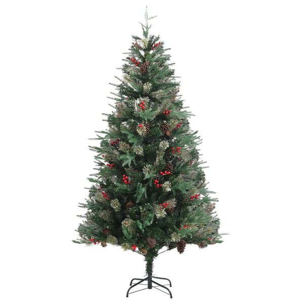 vidaXL Árvore de Natal com pinhas 195 cm PVC e PE verde