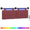 vidaXL Cabeceira suspensa Com luz LED Vinho Vermelho PU Antigo