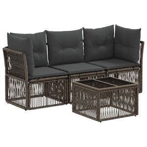 vidaXL Conjunto de Sof&aacute; de Jardim 4 pcs Cinzento vime PE
