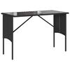 vidaXL 3 pcs conjunto de jantar p/ jardim c/ almofad&otilde;es vime PE preto
