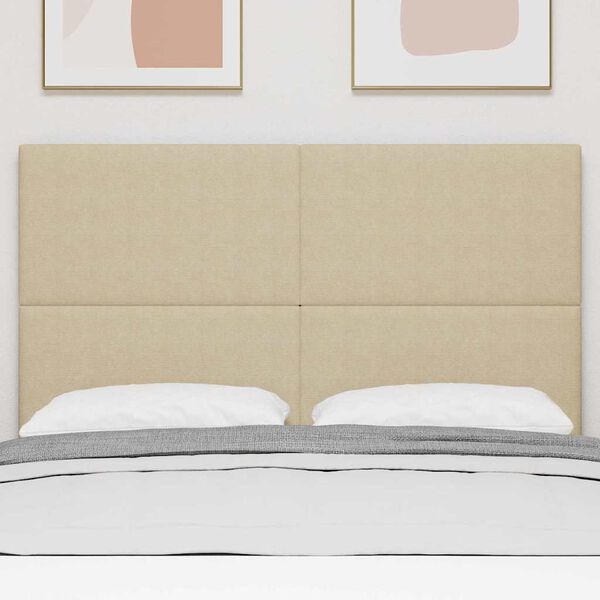 vidaXL Cabeceira LED com cabeceira Manual Cinza Verde 144 cm Poli&eacute;ster