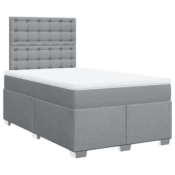 vidaXL Cama boxspring com colch&atilde;o 120x190 cm tecido cinzento-claro
