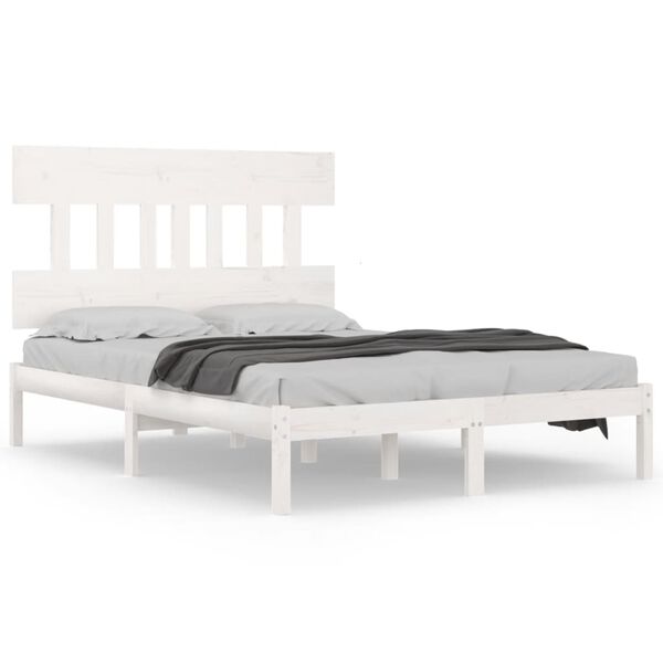 vidaXL Estrutura de cama 160x200 cm madeira maciça branco