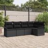 vidaXL Conjunto de Sof&aacute; de Jardim com almofada 5 pcs Preto vime PE