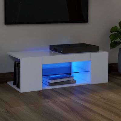 vidaXL Móvel de TV com luzes LED 90x39x30 cm branco