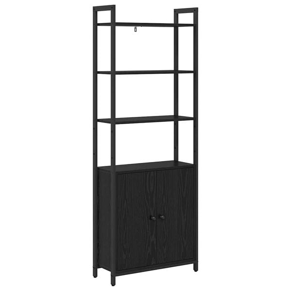 vidaXL Gabinete de Livros Carvalho Preto 60 x 24 x 161 cm