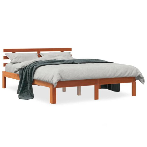 vidaXL Cama sem colch&atilde;o 120x200 cm madeira pinho maci&ccedil;a castanho-mel
