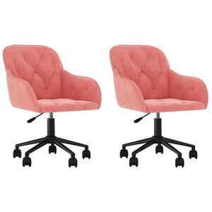 vidaXL Cadeiras de jantar girat&oacute;rias 2 pcs veludo rosa