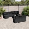 vidaXL 11 pcs conjunto sof&aacute;s de jardim c/ almofad&otilde;es vime PE preto