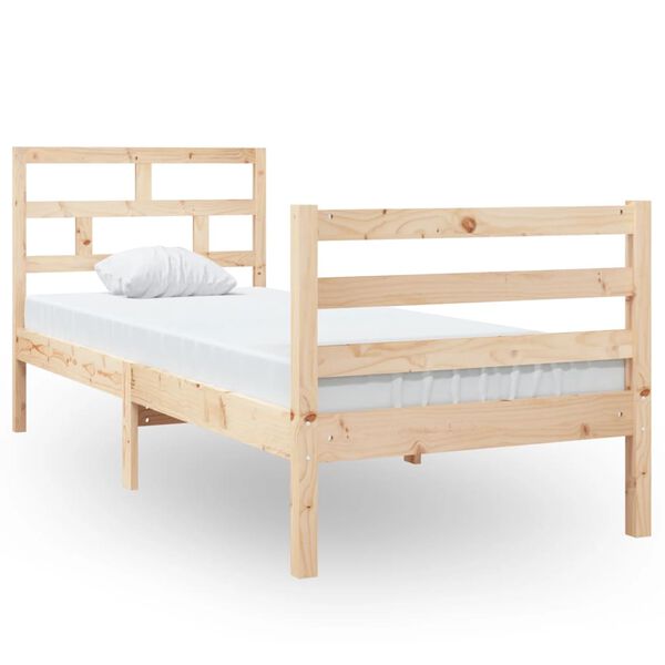vidaXL Estrutura de cama pequena solteiro 75x190 cm madeira maciça